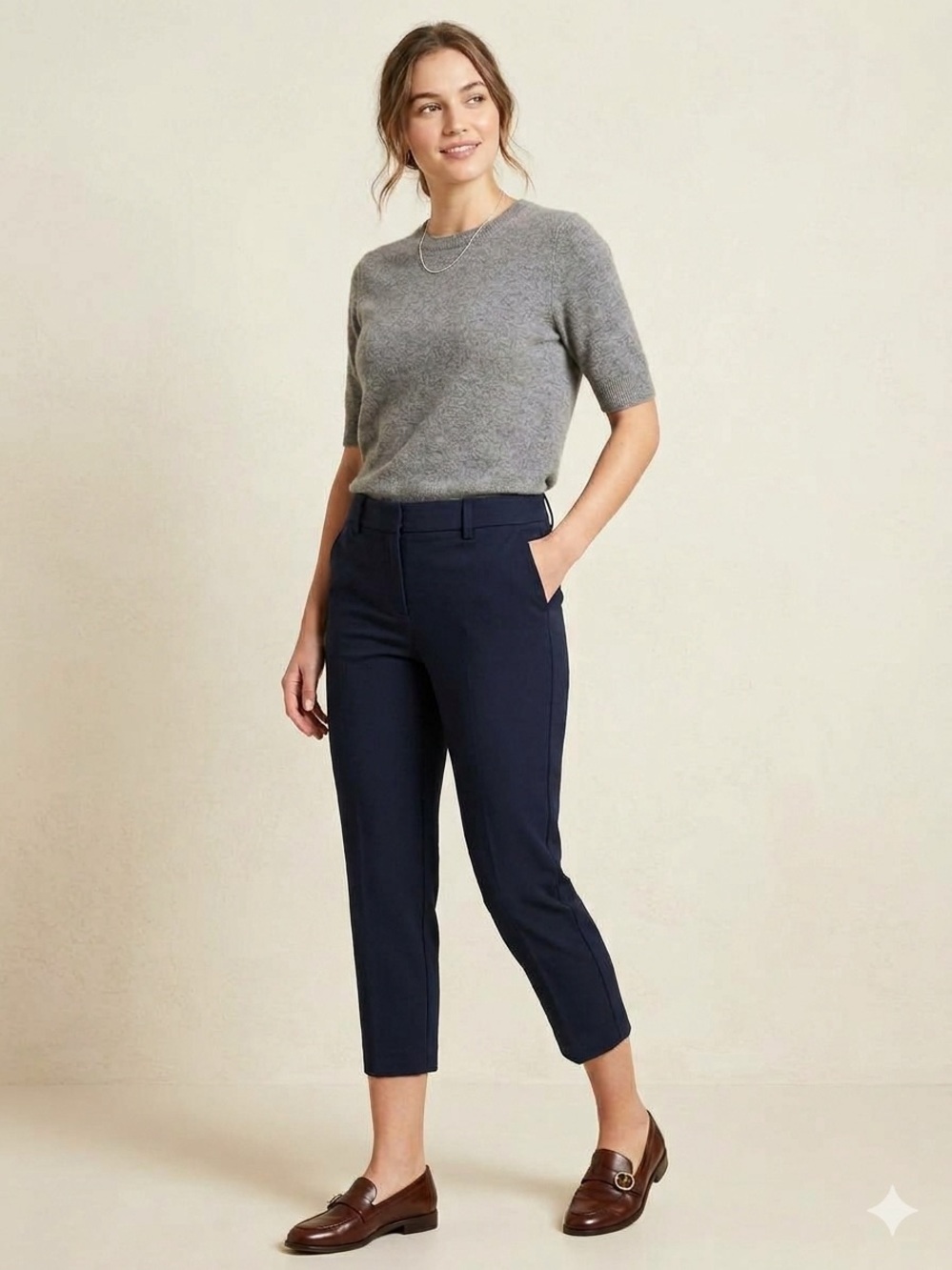 NWT New York & Company Navy Blue Cropped Pants Capri Dress Slacks Size 14